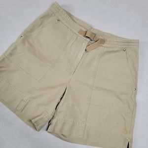 Lauren Ralph Lauren Womens Khaki Casual Hiking Shorts Belted 100% Cotton Size 10